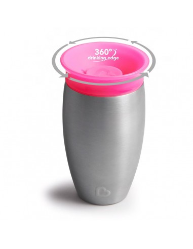 MUNCHKIN Miracle Stainless Steel 360° Sippy Cup Pink