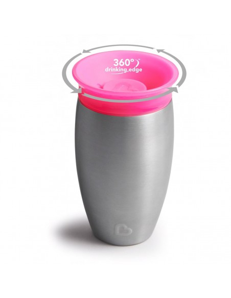 MUNCHKIN Miracle Stainless Steel 360° Sippy Cup Pink