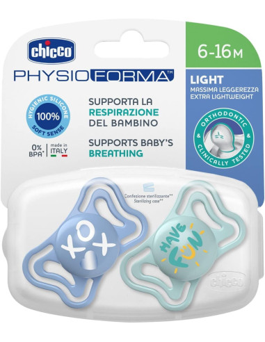CHICCO PhysioForma Light Σιλικόνης 6-16m Σιέλ 2τμχ