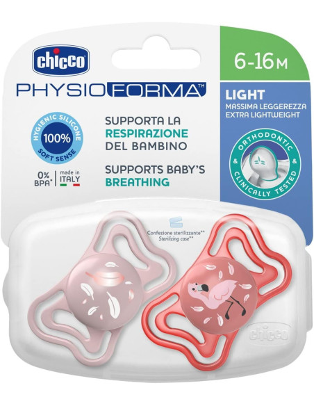CHICCO PhysioForma Light Σιλικόνης 6-16m Ροζ 2τμχ