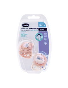 CHICCO Πιπίλα Air PhysioForma Μπεζ - Ροζ Για 0-6 Μηνών 2τμχ 2