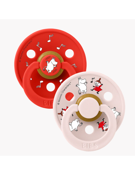 BIBS Πιπίλα Round Moomin Colour 2pack Dancing - Candy Apple Mix No1