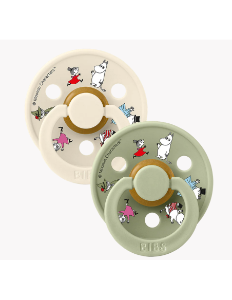 BIBS Πιπίλα Round Moomin Colour 2pack Friends - Ivory Mix No1