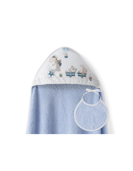INTERBABY Jirafa Bicicleta Μπουρνούζι Κάπα & Σαλιάρα Blue