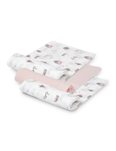 INTERBABY Πάνες Αγκαλιάς Bear Bamboo 55x70 Σετ 3 Τεμ Pink