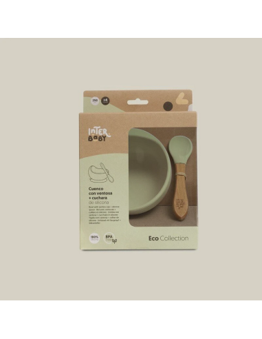 INTERBABY Μπολ Σιλικόνης & Κουτάλι Olive