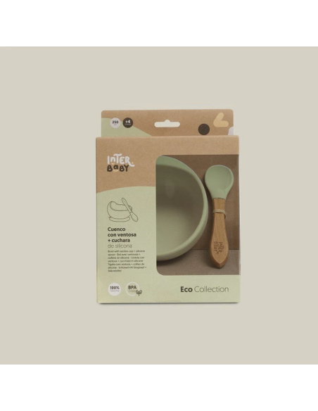 INTERBABY Μπολ Σιλικόνης & Κουτάλι Olive