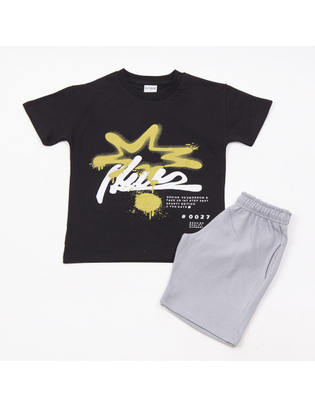 TRAX Παιδικό Σετ Βερμούδα Μακό 2τμχ Μαύρο