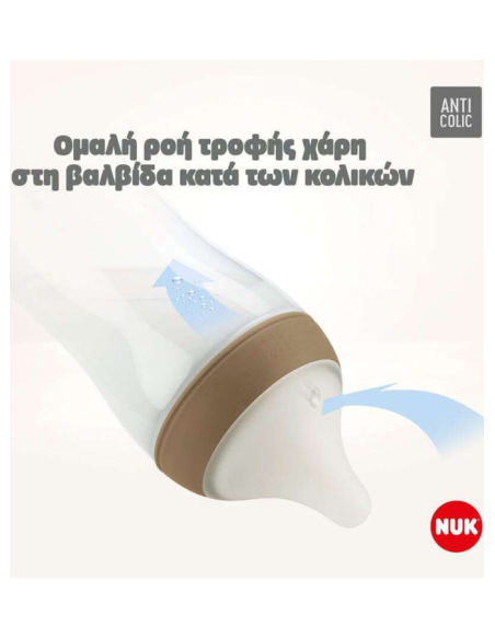 NUK Perfect Match Μπιμπερό Γυάλινο Σιλικόνη 120ml 0m+ Μέγεθος S Λευκό