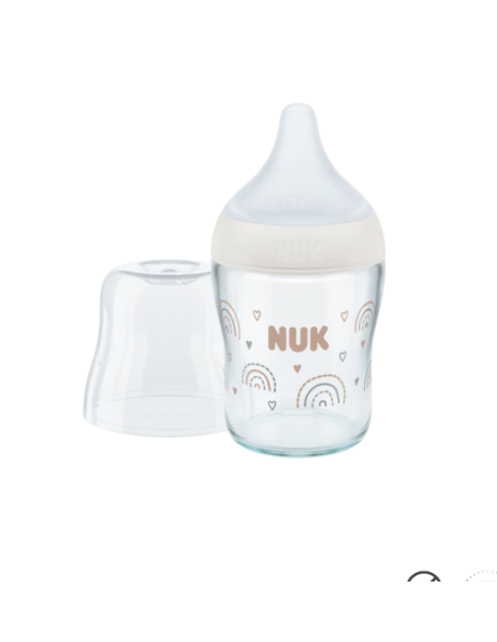 NUK Perfect Match Μπιμπερό Γυάλινο Σιλικόνη 120ml 0m+ Μέγεθος S Λευκό
