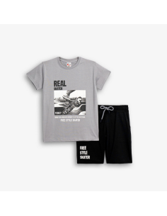 FUNKY FOR BABY Παιδικό Σετ Βερμούδα 2τμχ Γκρι