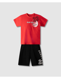 NEK KIDSWEAR Παιδικό Σετ Βερμούδα 2τμχ Κόκκινο
