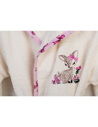 DIM Παιδικό Μπουρνούζι Με Κέντημα Deer Ecru Pink