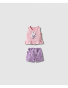 NEK KIDSWEAR Βρεφικό Αμάνικο Σετ Σορτς 2τμχ Ροζ