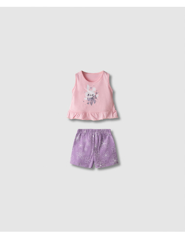 NEK KIDSWEAR Βρεφικό Αμάνικο Σετ Σορτς 2τμχ Ροζ