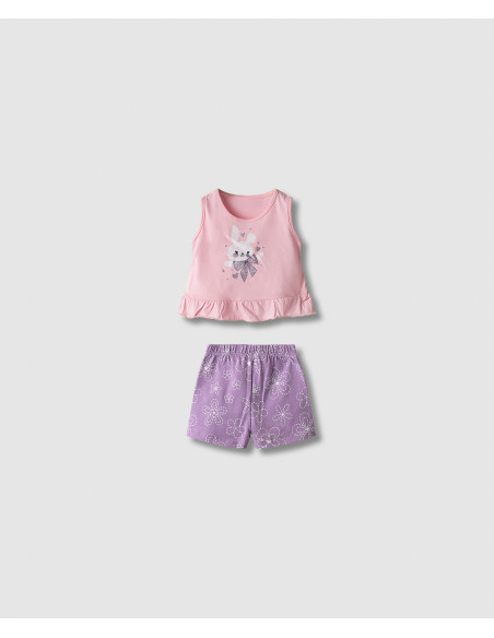 NEK KIDSWEAR Βρεφικό Αμάνικο Σετ Σορτς 2τμχ Ροζ