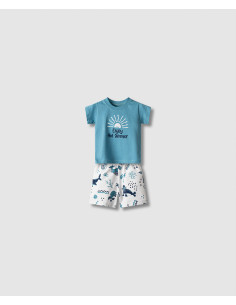 NEK KIDSWEAR Βρεφικό Σετ Βερμούδα 2τμχ Τιρκουάζ