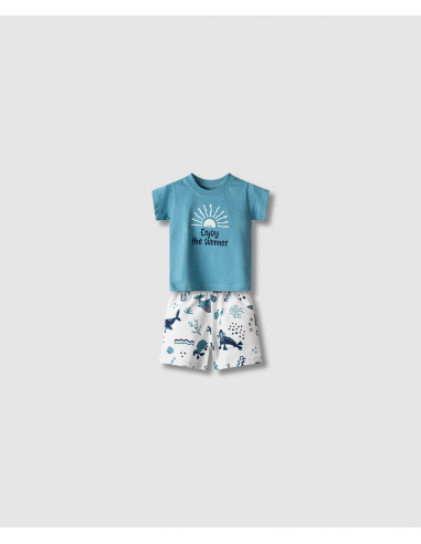 NEK KIDSWEAR Βρεφικό Σετ Βερμούδα 2τμχ Τιρκουάζ