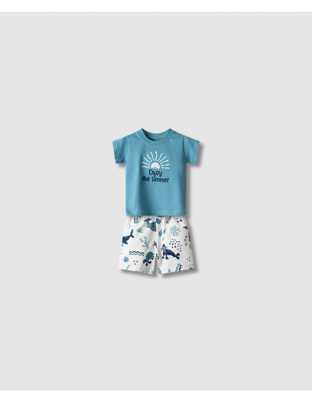 NEK KIDSWEAR Βρεφικό Σετ Βερμούδα 2τμχ Τιρκουάζ