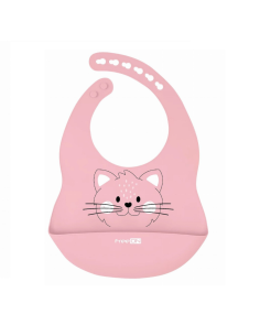 FREEON Βρεφική Σαλιάρα Σιλικόνης Cat Pink