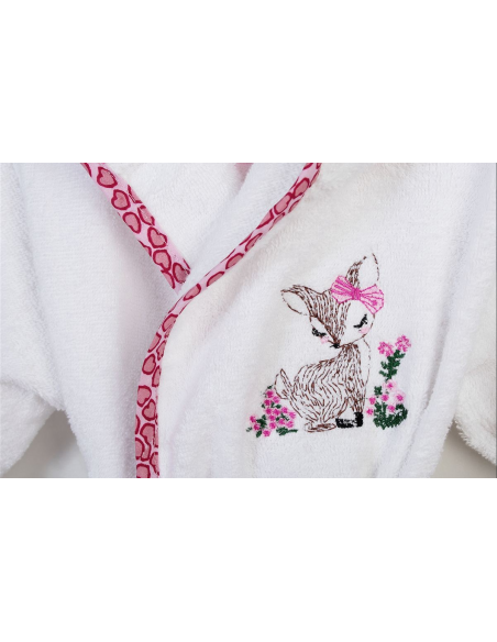 DIM Παιδικό Μπουρνούζι Με Κέντημα Deer 197 White Pink