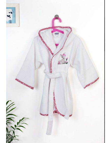 DIM Παιδικό Μπουρνούζι Με Κέντημα Deer 197 White Pink