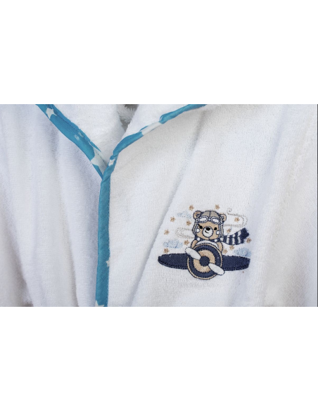 DIM Παιδικό Μπουρνούζι Με Κέντημα Aviator 184 White Sky Blue