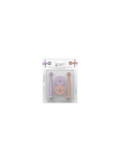 MATCHSTICK MONKEY Βρεφικό Σετ Οδοντόβουρτα Σιλικόνης 2τμχ Lilac & Dusty Pink