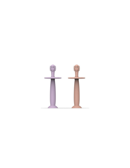 MATCHSTICK MONKEY Βρεφικό Σετ Οδοντόβουρτα Σιλικόνης 2τμχ Lilac & Dusty Pink