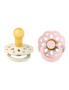 BIBS Πιπίλες Boheme Round Latex 2pack Ivory - Blossom No1