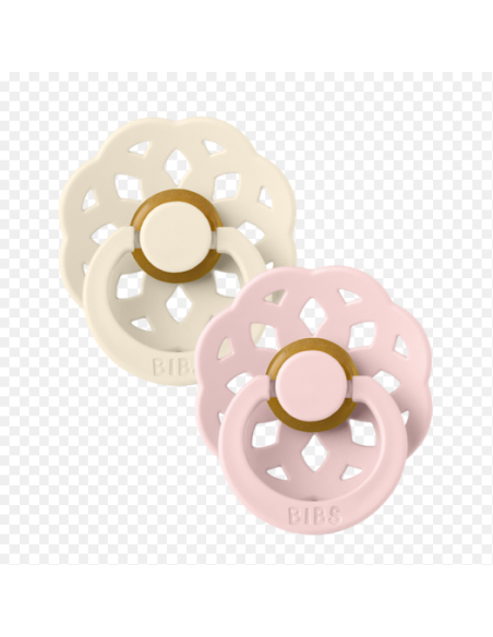 BIBS Πιπίλες Boheme Round Latex 2pack Ivory - Blossom No1