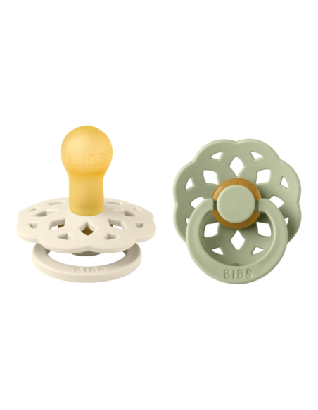 BIBS Πιπίλες Boheme Round Latex 2pack Ivory-Sage No1