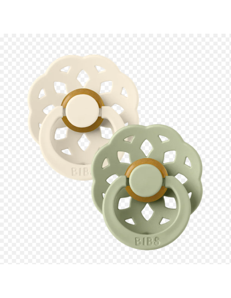BIBS Πιπίλες Boheme Round Latex 2pack Ivory-Sage No1