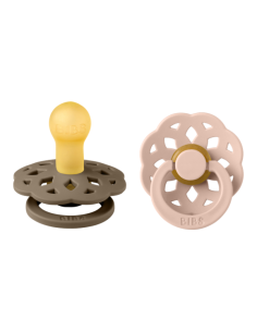 BIBS Πιπίλες Boheme Round Latex 2pack Dark Oak-Blush No1