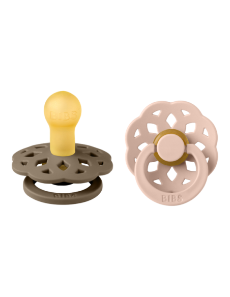 BIBS Πιπίλες Boheme Round Latex 2pack Dark Oak-Blush No1