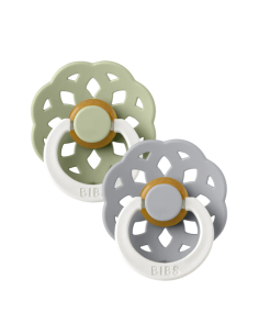 BIBS Πιπίλες Boheme Glow Round Latex 2pack Sage-Cloud No1 2