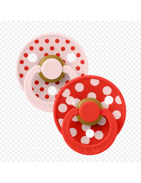 BIBS Πιπίλες Studio Round Latex 2pack Polka Dot Candy Apple-Blossom No1