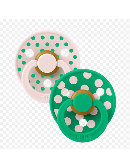 BIBS Πιπίλες Studio Round Latex 2pack Polka Dot Cactus-Baby Pink No1