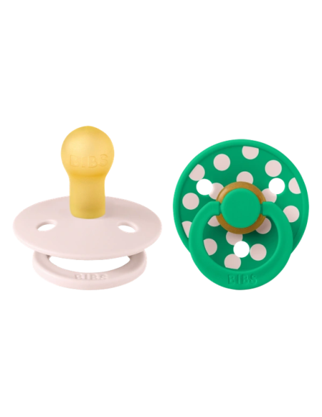 BIBS Πιπίλες Studio Round Latex 2pack Polka Dot Cactus-Baby Pink No2