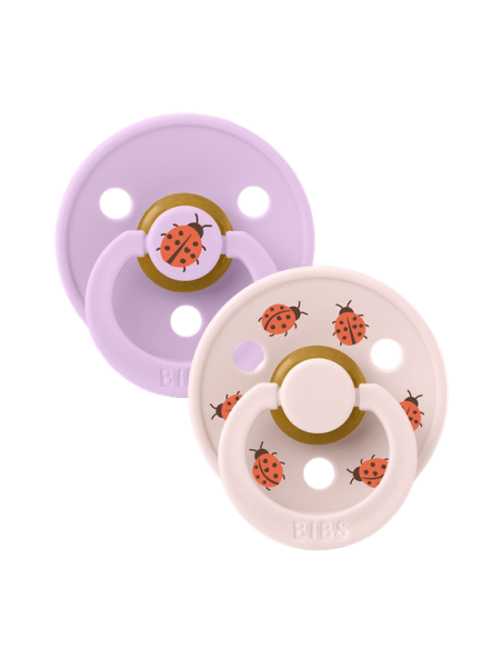 BIBS Πιπίλες Studio Round Latex 2pack Ladybug Violet Sky Mix No2