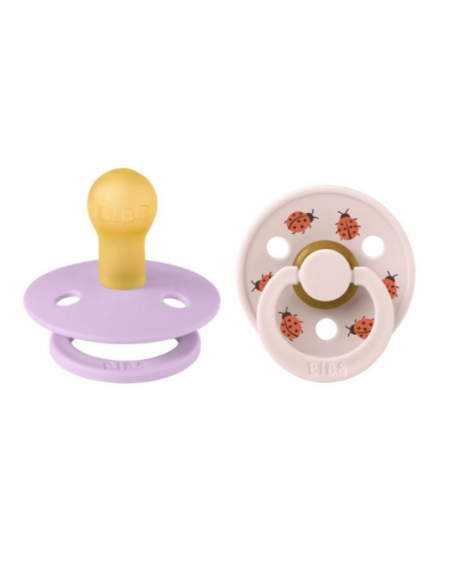 BIBS Πιπίλες Studio Round Latex 2pack Ladybug Violet Sky Mix No2