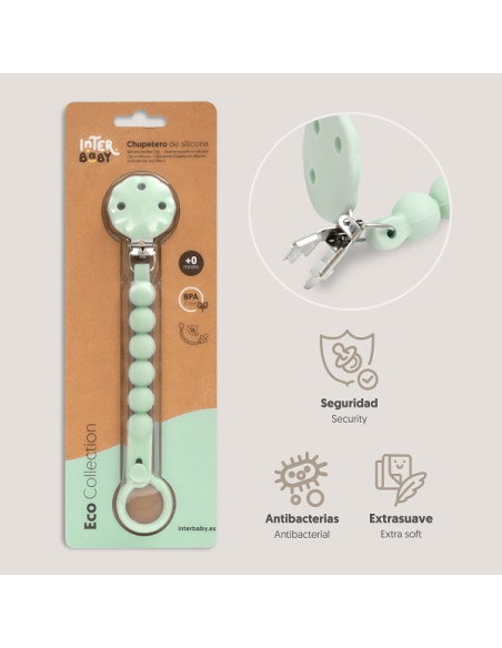 Interbaby Αλυσίδα Στήριξης Πιπίλας Σιλικόνης Olive Green