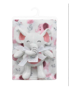 Dim Βρεφική Κουβέρτα Αγκαλιάς με Λούτρινο Elephant Pink