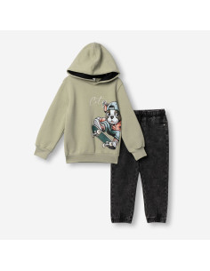 FUNKY FOR BABY Παιδικό Σετ Παντελόνι 2τμχ Λαδί