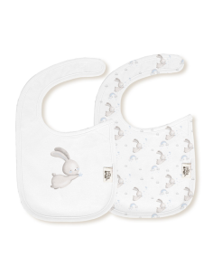 INTERBABY Σαλιάρα Velcro Σετ 2τμχ Bunny White-Blue 0m+