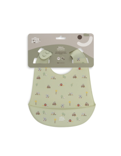 INTERBABY Flowers Σαλιάρα Σιλικόνης Green 4m+ 2