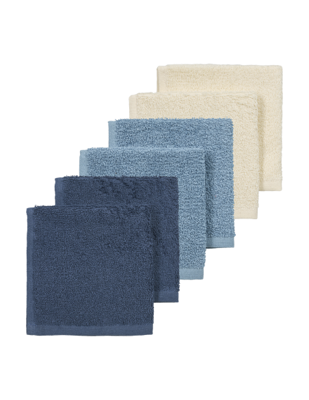 MEYCO Σετ Λαβέτες 6τμχ Natural- Jeans Blue-Indigo 30cm x 30cm