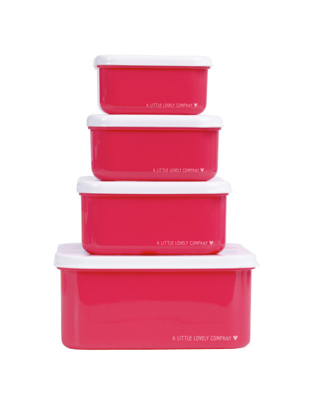 A LITTLE LOVELY COMPANY Σετ 4 δοχεία φαγητού Lunch & Snack Box Cherries