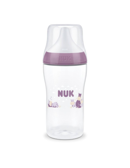 Nuk Πλαστικό Μπιμπερό Perfect Match Κατά των Κολικών με Θηλή Σιλικόνης για 3+ μηνών Μωβ 260ml