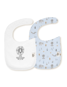 INTERBABY Σαλιάρα Velcro Σετ 2τμχ Fox White Blue 0m+